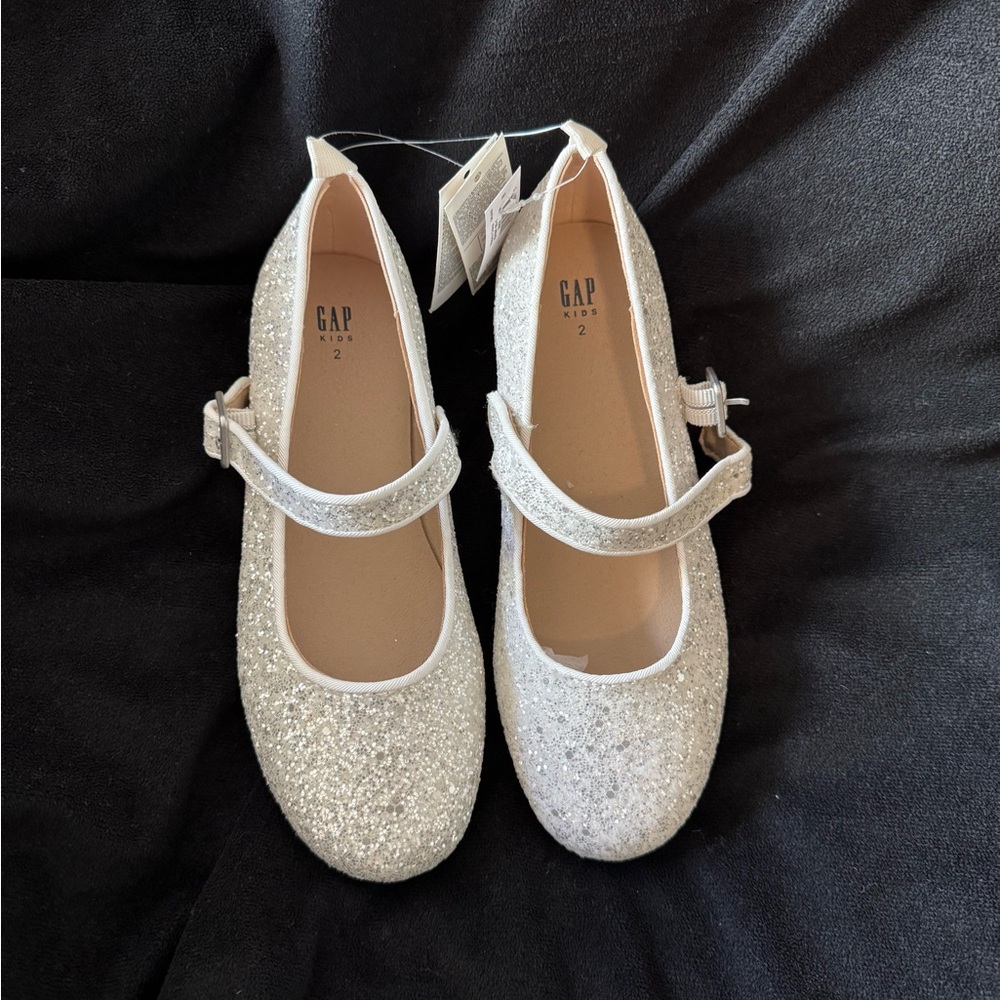 GAP Kids Sparkly Silver Mary Jane Shoes